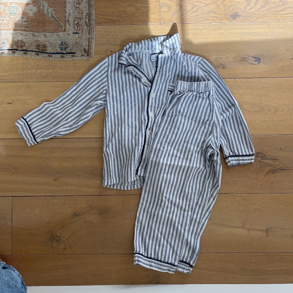 petite plum blue and white pjs